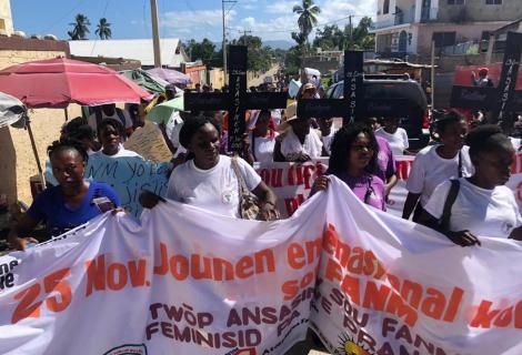 Women protest rising violence and political corruption in Haiti